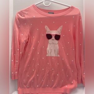 Cotton blend embroidered pup sweaters.